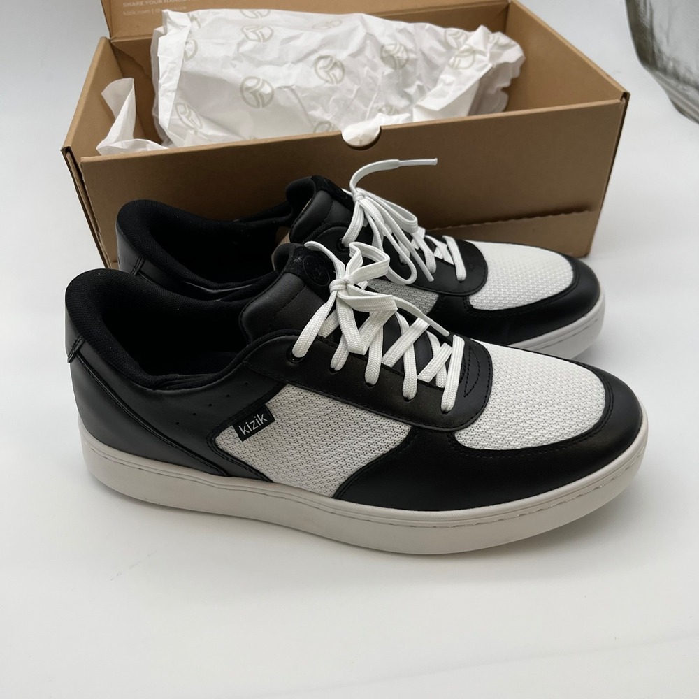 Kizik Oslo Sneakers Mens 10.5 Black White Excellent Hands-Free Low Top Athletic